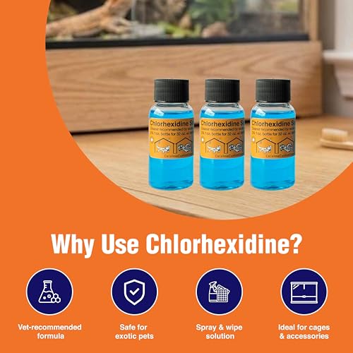 3 Refills of 32 oz Each, Chlorhexidine Solution 2%, Chlorhexidine Cleaning Solution, Chlorhexidine Spray for Reptile Habitats