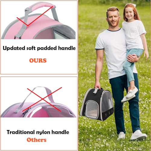 Ventilation Carrier for Bearded Dragon,Guinea Pig Carrier,Guinea Pig Carrier for 2,Reptile Travel Carrier for Lizards Sugar Glider Hedgehog Rat Parrot Birds,Airline Approved Pink - color: Pink