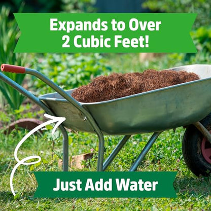 Back to the Roots 100% Organic Mulch, 58 Quart (2 Cubic ft), Expanding Coconut Husk Block for Gardening