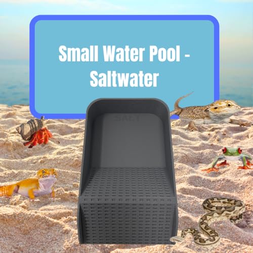 Hermit Crab Watering Pool | Platform Pool Accessory with Access Ramp for Hermit Crabs | 6.5" x 4" | Made in USA (Salt Only, Gray) - color: Salt Only, Gray