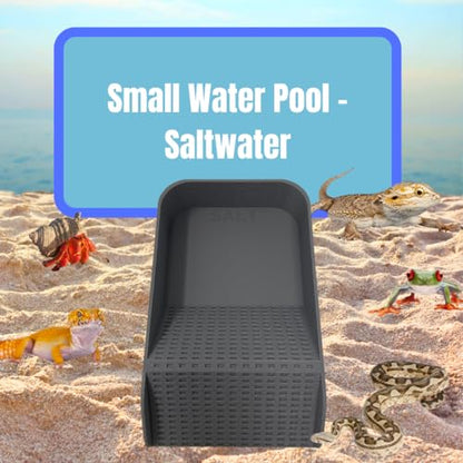 Hermit Crab Watering Pool | Platform Pool Accessory with Access Ramp for Hermit Crabs | 6.5" x 4" | Made in USA (Salt Only, Gray) - color: Salt Only, Gray