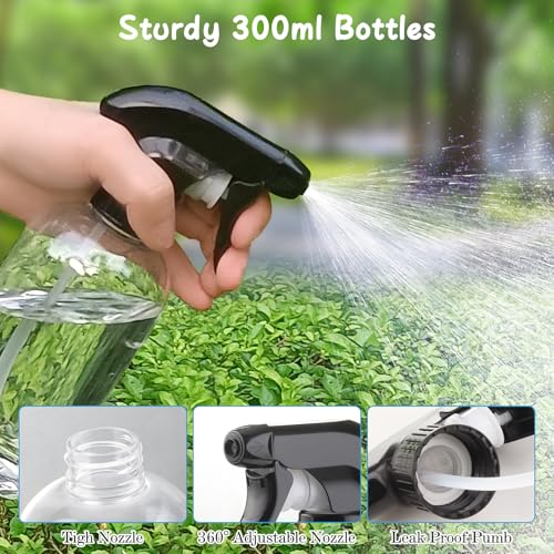 Bynccea Spray Bottle Empty Spray Bottles PET -10 oz/300 ml Plastic Water Sprayer bottles Refillable Containers Fine Mist Small Spray Bottles for Hair，Cleaning Solutions, Cooking