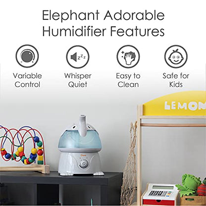 Crane Cute Animal Humidifier for Kids Bedroom and Nursery, Ultrasonic Cool Mist, 1 Gallon, Auto Shut Off, Cool Mist Humidifier - color: Elephant