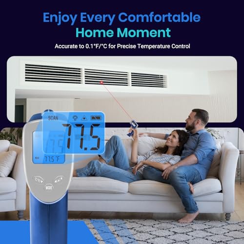 Etekcity Infrared Thermometer Laser Temperature Gun, -58°F~1130°F, Blue | Cooking, Pizza Oven, BBQ, Meat, Kitchen, Reptile, HVAC, Adjustable Emissivity, MAX Display, High Temperature - color: Arctic Blue, style: Advanced