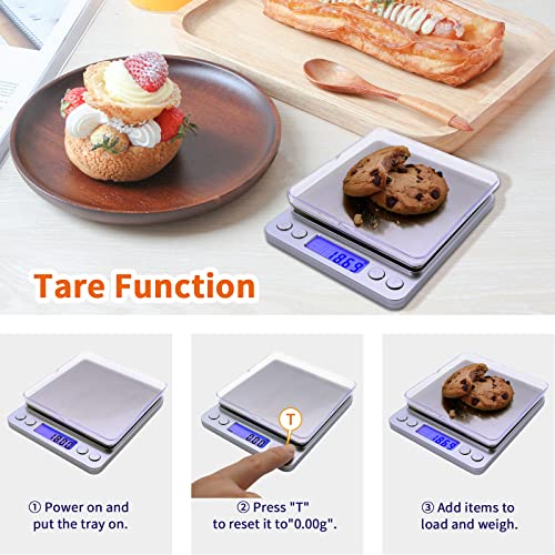 Gram Scale,Capacity 500g Accuracy 0.01g Mini Food Scales Digital Weight Grams and Oz,Small Kitchen High Precision for Espresso,Baking,Jewelry,Soap Making,Silver - color: Silver