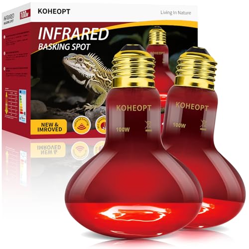 Infrared Heat Lamp 100W,（2 Pack） Reptile Heat Emitter Infrared Basking Spot Light, Reptile Pets Brooder Use,Red Heat Lamp for Chickens、Lizards、Snakes、Turtles