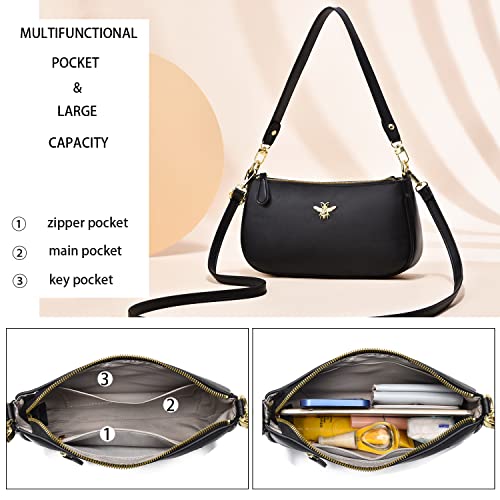 Small Tote Shoulder Bags Purses for Women Retro Classic Crossbody Bags Cute Clutch Purse and Handbag - color: 0-3-black