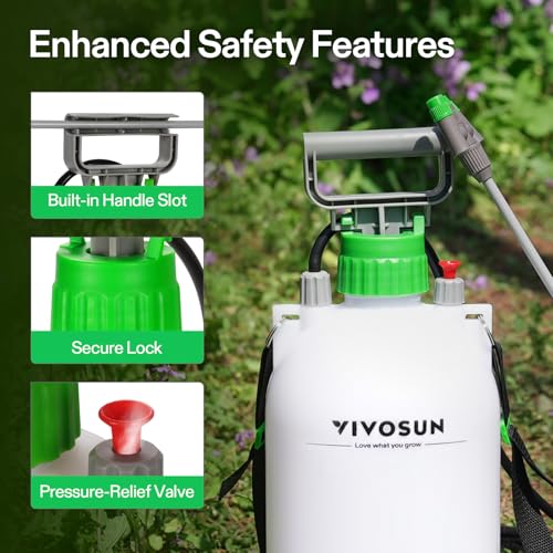 VIVOSUN 1.8 Gal/7L Pump Sprayer, Garden Water Sprayer | for Plants, Weeds & Lawn Care, with 3 Nozzles, 50'' Long Hose & Pressure Relief Valve - size: 1.8 gal