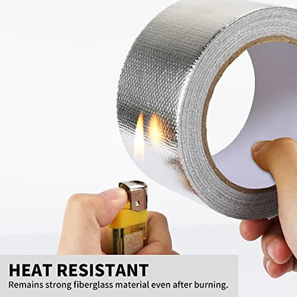TAPEBEAR Heat Shield Tape Aluminized Fiberglass Cool Tape 3inch x 65Yards | Self-Adhesive Reflective Thermal Barrier Tape Heat Resistant for Air Dryer Vent, HVAC, Heating Unit, Auto, Pipe, 196Ft - size: 3inch x 65yard