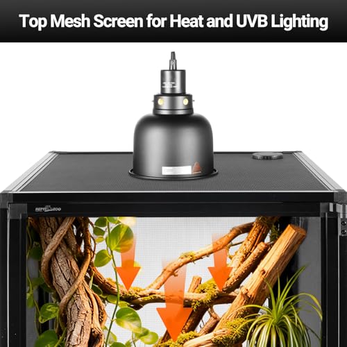 REPTI ZOO 16" x 16" x 30" Reptile Tank, Deluxe Foldable Screen Cage, 34 Gallon Vertical Terrarium with Fogger & Cable Pass, Tall Enclosure for Chameleon, Tree Frog, Crested Gecko, Arboreal Reptiles - size: 16" X 16" X 30"