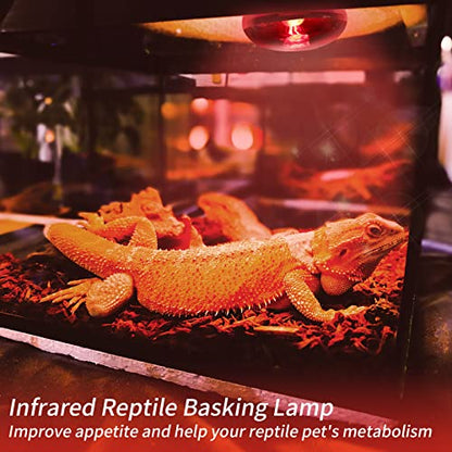 Reptile Heat Lamp Bulbs, Infrared 75W Reptiles & Amphibians Basking Spot Lamp Bulb-2 PCS, Red Heat Emitter Light for Chickens Coop - color: Red(75*2)