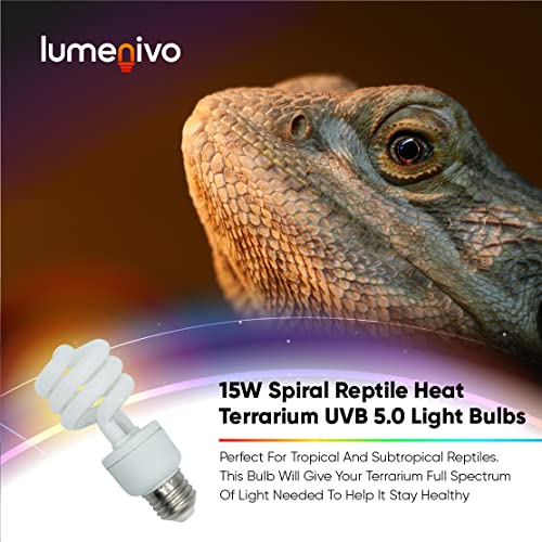 15 Watt UVB Reptile Light 5.0 15W Spiral Reptile Heat - 5 Pack | Terrarium Light Bulbs Turtles · Gecko · Tortoise · Snake · Lizard · Chameleons · Insects 120V - color: Uvb 5.0, size: 5 Count (Pack of 1)