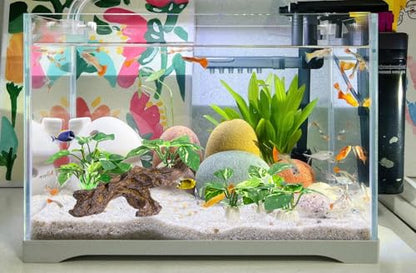 4PCS Driftwood Cave Aquarium Decor Silk Aquarium Plants for Betta Fish Tank Decorations