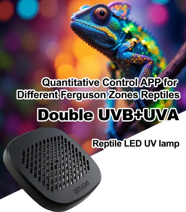 Reptile Terrarium LED UVA UVB Light with App Control for Desert and Tropical Habitats, ZL U1