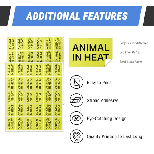 1.5 inch - Animal in Heat Labels (Fluorescent Yellow/Black, 600 Labels) Animal in Heat Stickers for Animal Breeders or Veterinary Offices - size: 600 Stickers