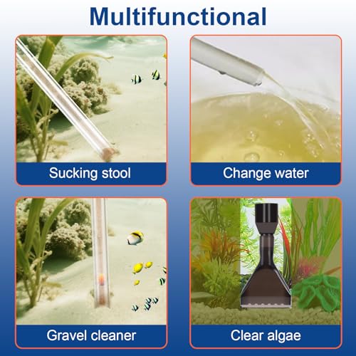 Fish Tank Cleaner Kit, Gravel Vacuum for Aquarium, Aquarium Vacuum Cleaner | Fish Tank Aquarium Vacuum Gravel Cleaner, Aquarium Siphon with Magnetic Fish Tank Glass Cleaner, Aquarium Cleaning Tools