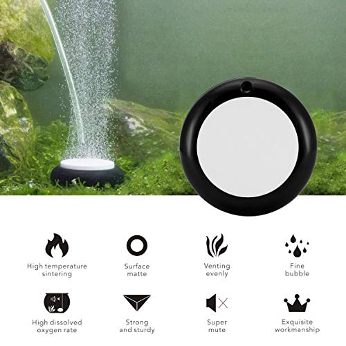hygger Aquarium Air Stone, Bubble Stone Fish Tank Oxygen Ultra Silent Deep Dissolving Oxygen Diffuser Kit for Aquarium Fish Tank and Hydroponic - size: 2 Inch