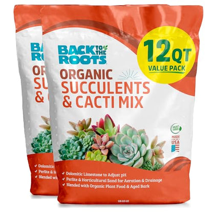 Back to the Roots 100% Organic Succulent & Cacti Mix (Value 12 Quart) | Made in the USA - size: 12 Quart, style: Suculent & Catcti Blend