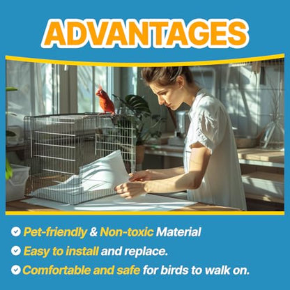 T TORTO9 Non-Woven Bird Cage Liners 31 x 21.5 Inch (120 Sheets) – Absorbent, Lint-Free Disposable Cage Tray Liners for Large Bird Cages - size: 31 x 21.5 in non-woven