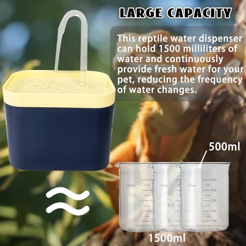 Tfwadmx Reptile Waterfall Reptile Water Fountain Lizard Drinking Fountain Chameleon Water Dripper, Bearded Dragon Cage Accessories for Lizard Gecko Snake (Yellow Blue) - color: Yellow Blue