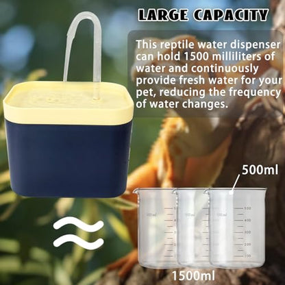 Tfwadmx Reptile Waterfall Reptile Water Fountain Lizard Drinking Fountain Chameleon Water Dripper, Bearded Dragon Cage Accessories for Lizard Gecko Snake (Yellow Blue) - color: Yellow Blue