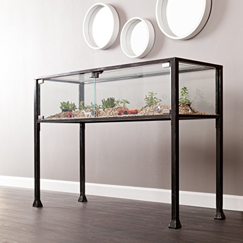 SEI Furniture - Terrarium Display Console - Transitional Design, Black Finish - Ideal for Entryway, Living Room (CK8863) - style: Console Table