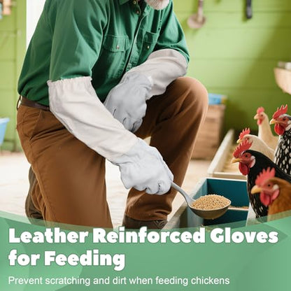 2 Pack Chicken Handling Gloves,Extra Long Scratch Proof Gloves for Chicken Handling,Puncture Resistant Glove for Prevent Chickens Scratch,Bite Proof Glove for Chickens,Bird,Cat