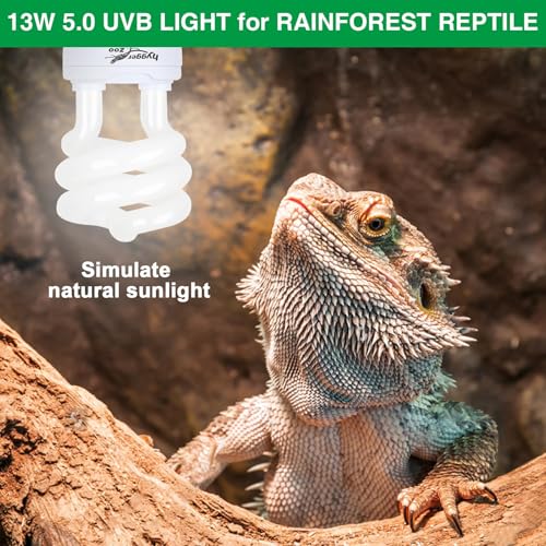 UVB Bulb 5.0 UVA UVB Reptile Light Bulb, 13W UVB Light for Reptiles UVB Lamp for Turtle Frog Snake Chameleon Ball Python Iguana Tank - size: 5.0-5.3 Inch