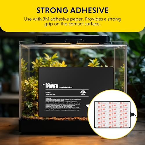 iPower 8x12 Inch Reptile Heating Pad, Under Tank Heater Terrarium Warmer Heat Mat for Turtles, Lizards, Frogs, Snakes, Safe & Energy-Efficient - color: Black/Heat Pad, size: 8" x 12"