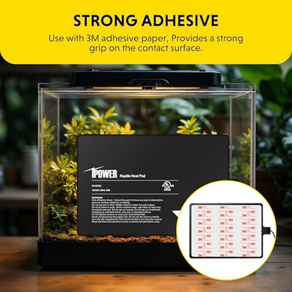 iPower 8x12 Inch Reptile Heating Pad, Under Tank Heater Terrarium Warmer Heat Mat for Turtles, Lizards, Frogs, Snakes, Safe & Energy-Efficient - color: Black/Heat Pad, size: 8" x 12"