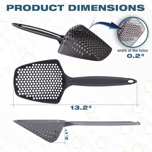 Set of 2 Cat Litter Scoop with Small Holes, Deep Sifting Shovel for Fine Litter, Reptile Terrarium Sand & Rabbit Pooper Lifter, Hanging Handle Poop Scooper (Gray, Set of 2) - color: Gray, size: Set of 2