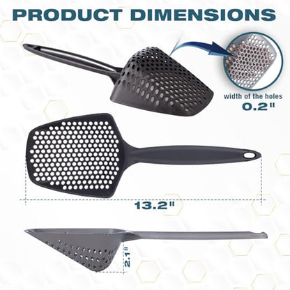 Set of 2 Cat Litter Scoop with Small Holes, Deep Sifting Shovel for Fine Litter, Reptile Terrarium Sand & Rabbit Pooper Lifter, Hanging Handle Poop Scooper (Gray, Set of 2) - color: Gray, size: Set of 2