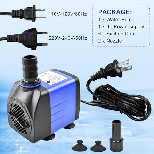 8W 118GPH Small Submersible Water Pump AC 110V Mini Pond pumps for Outdoor Ponds - color: 8w 450l/H