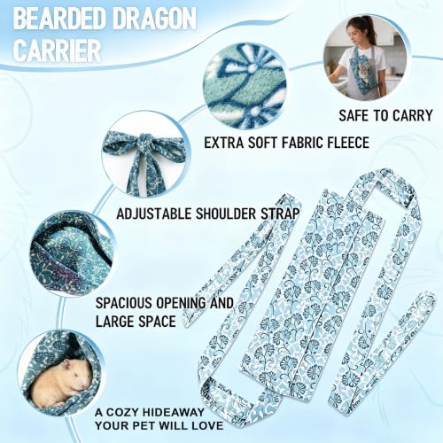 Guinea Pig & Bearded Dragon Carrier, 2-in-1 Guinea Pig Backpack and Sling, Soft Coral Fleece Bonding Pouch, Portable Travel Carrier Bag for Small Pets, Blue