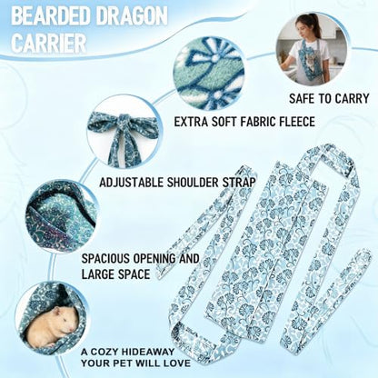 Guinea Pig & Bearded Dragon Carrier, 2-in-1 Guinea Pig Backpack and Sling, Soft Coral Fleece Bonding Pouch, Portable Travel Carrier Bag for Small Pets, Blue