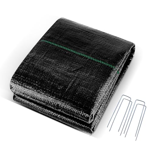 Approx.3.3FT×13FT Weed Barrier Fabric,Landscape Fabric,3.2oz Weed Barrier Fabric Heavy Duty,Weed Control Garden Cloth,Woven Geotextile Fabric for Garden Beds, Underlayment, with 4 U-Securing Pegs - size: 3.3FT×13FT, style: Weed Barrier Fabric+4 U-Securing