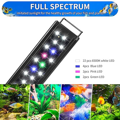 AQUANEAT LED Aquarium Light Full Spectrum 12 Inch Fish Tank Light Fresh Water - size: 11"-14"