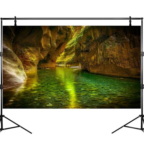 Cave Aquarium Background Natural Rock Caves Fish Tank Background Stream Rocky Mountain Reptile Tank Backgrounds Tranquil Green Toned Cave Streams Meanders Reptile Enclosure Backgrounds 24x12in - color: Green_Brown, size: 24(W)x12(H)inches/ 60(W)*30cm(H)