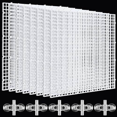 8 Pcs Aquarium Fish Tank Divider, Plastic Egg Crate, Aquarium Filter Bottom Tray, Fish Tank Isolation Board, Fish Tank Separator with 10 Pcs Suction Cups, 11.8 × 11.8 in