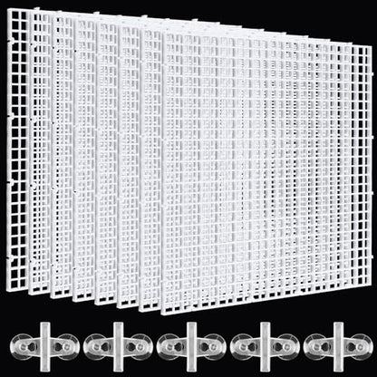 8 Pcs Aquarium Fish Tank Divider, Plastic Egg Crate, Aquarium Filter Bottom Tray, Fish Tank Isolation Board, Fish Tank Separator with 10 Pcs Suction Cups, 11.8 × 11.8 in