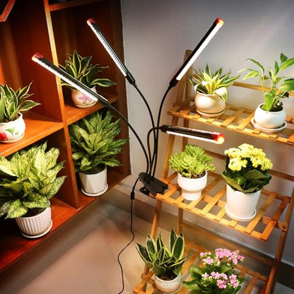 FECiDA Gamechanger 2026 36 Watt Power Draw, NO Need Adapter, 4Head Strong Clip Grow Lights for Indoor Plants with 4/8/12/16/20H Timer, LED Plant Growing Lamps for Houseplants, Bonsai, Seed Starting - size: Clip-4Head-36W