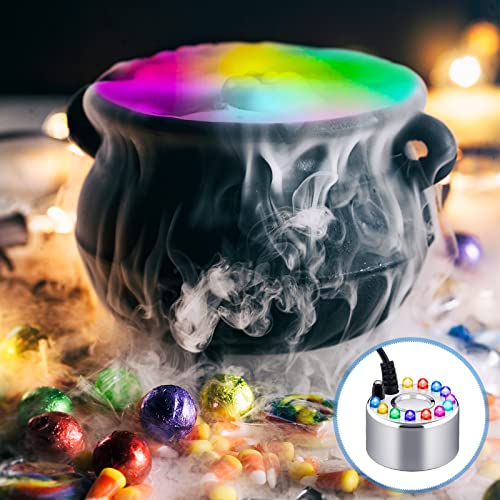 Yaomiao 4 Piece Halloween Mist Maker Fogger, Black and Silver | Small Ultrasonic Fog Machine, with 12 LED Lights, for Pond Fountain Water Garden, Mister Air Humidifier - color: Black and Silver