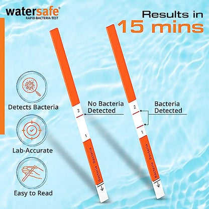 Pool and Spa Rapid Bacteria Test by Watersafe, Test Strips to Detect Down to 1 Bacteria/μL in 15 Minutes, Including E. coli and Salmonella, Single Test