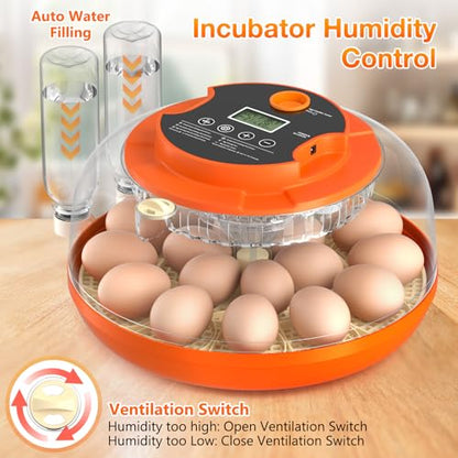 Egg Incubators for Hatching Eggs, 18 Egg Incubator with Automatic Egg Turning and Humidity Control Incubator for Chicken Duck Quail Home Lab - size: O-18H