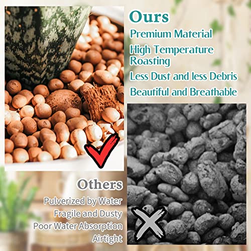 15LB Leca Clay Pebbles for Plants 4mm-16mm Clay Balls for Hydroponic | Drainage, Reusable, Aeration, Moisture Retention, Lightweight, Natural Leca for Orchids, Succulents, Terrariums, Aquaponics - size: 15LB