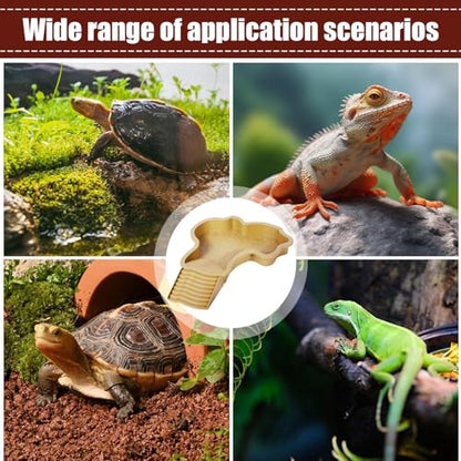 Reptile Water Pool Turtle Pool | Turtle Soaking Tub with Ladder Turtle Pool Scenery for Gecko, Turtle, Bearded Dragon, Aquatic Climbing Pet, Amphibians - color: Brown