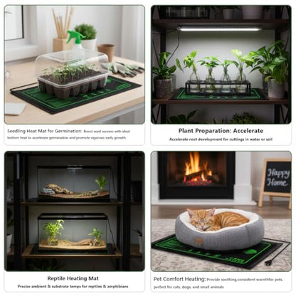 2 Pack Seedling Heat Mat for Seed Starting Plants Germination, 10"x20.5" | Improve germination rate, Stable uniform heat, Ideal germination temperature 75- 95°F(24-35°C),Waterproof, Fit 1020 Tray - size: 10×20"-2P
