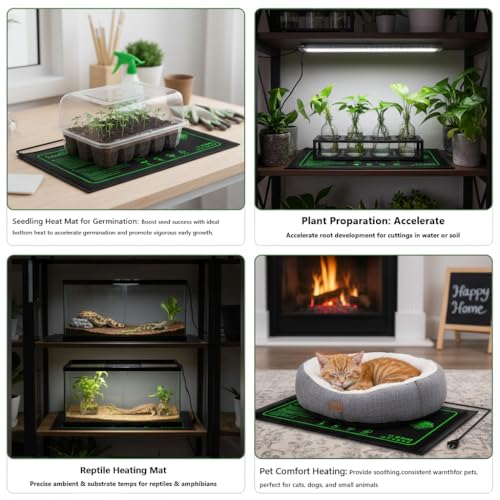 2 Pack Seedling Heat Mat for Seed Starting Plants Germination, 10"x20.5" | Improve germination rate, Stable uniform heat, Ideal germination temperature 75- 95°F(24-35°C),Waterproof, Fit 1020 Tray - size: 10×20"-2P