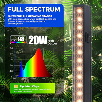 Barrina T5 Plant Lights, 4FT 160W (8 X 20W), Yellow, 8 Packs, Black Cover | Full Spectrum, Plant Grow Lights Indoor with Magnetic Bar, Linkable, 3 Mounting Modes, Individual Switch, Black Cover - color: Yellow, size: 4ft-black Cover