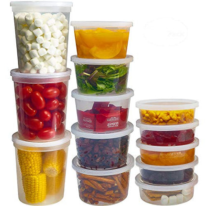 DuraHome Food Storage Containers with Lids 8oz, 16oz, 32oz Freezer Deli Cups Combo Pack, 70 Sets BPA-Free Leakproof Round Clear Takeout Container Meal Prep Microwavable (70 Sets - Mixed sizes) - style: 70 Sets - Mixed sizes